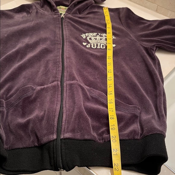 2-PC JUICY👑COUTURE Eggplant Velour Hooded Embroidered Tall Tracksuit - Picture 11 of 16